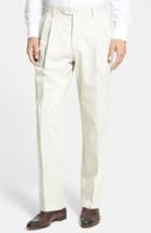 Men's Berle Pleated Cotton Trousers X 30 - Beige