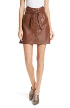 Women's Nanushka Chai Faux Leather A-line Skirt - Brown