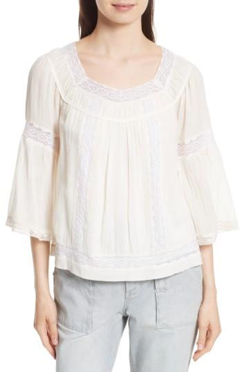 Women's La Vie Rebecca Taylor Lace Trim Gauze Top - Ivory