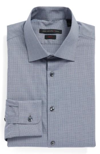 Men's John Varvatos Star Usa Slim Fit Stretch Solid Dress Shirt .5 - R - Blue