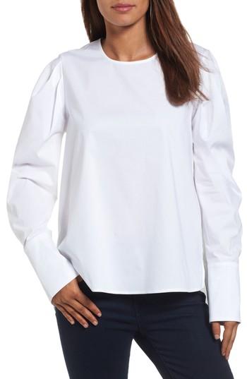 Petite Women's Pleione Bishop Sleeve Blouse P - White