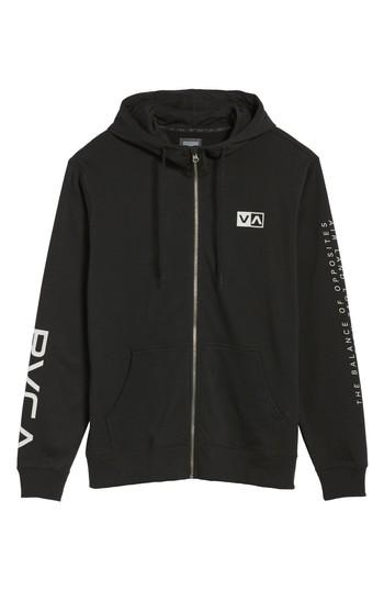 Men's Rvca Balance Reflect Zip Hoodie, Size - Black