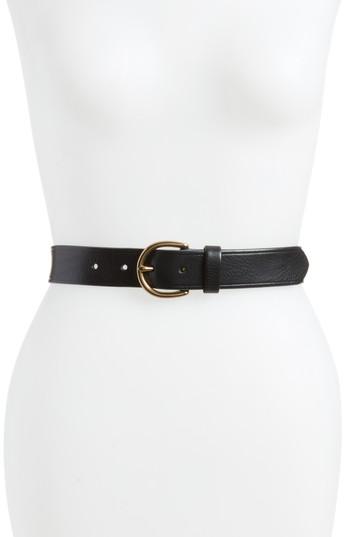 Women's Madewell Medium Perfect Leather Belt - True Black