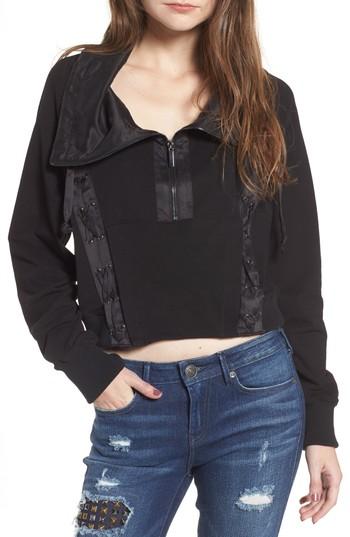 Women's True Religion Brand Jeans Lace-up Sweatshirt - Black