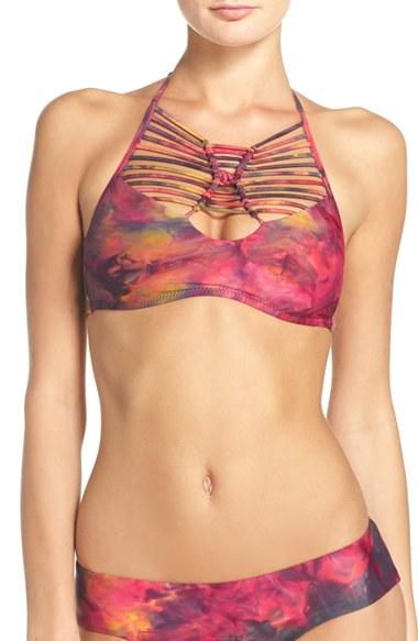Women's Becca Chakra High Neck Bikini Top - Red