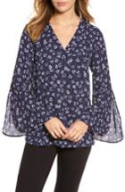 Women's Chaus Ditsy Floral Print Bell Sleeve Blouse - Blue