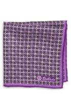 Men's David Donahue Geometric Wool & Silk Pocket Square, Size - Purple