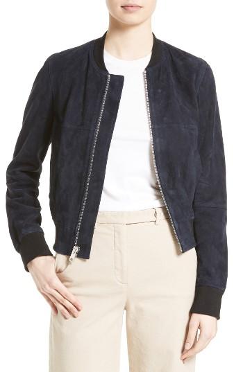 Women's Theory Daryette S Benna Suede Bomber Jacket