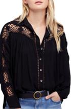 Women's Free People Katie Bird Crochet Inset Shirt - Black
