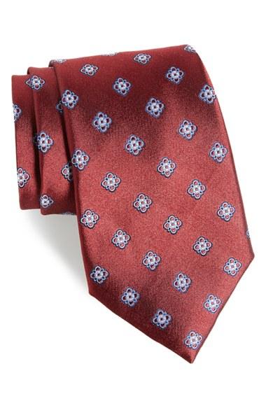 Men's Nordstrom Men's Shop Bright Neat Silk Tie, Size X-long - Red