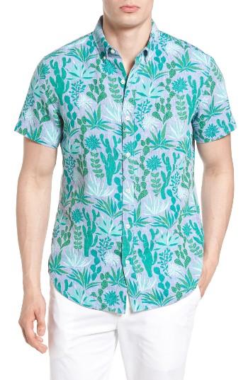 Men's Bonobos Slim Fit Print Sport Shirt, Size - Blue