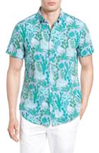 Men's Bonobos Slim Fit Print Sport Shirt, Size - Blue