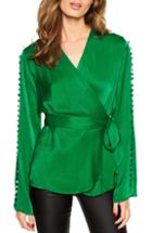 Women's Bardot Button Wrap Top - Green