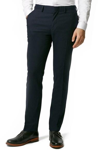 Men's Topman Skinny Fit Navy Blue Suit Trousers