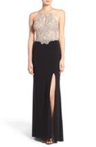 Women's Blondie Nites Embellished Keyhole Front Halter Gown
