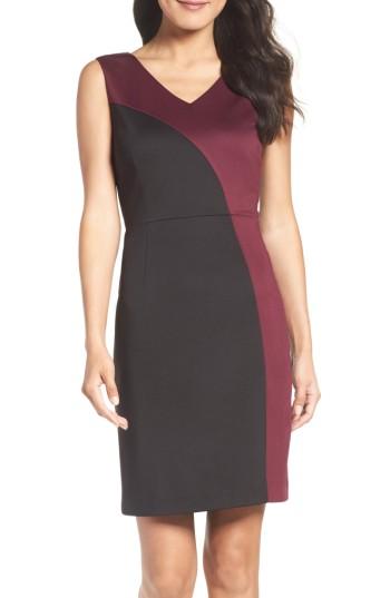 Women's Ellen Tracy Colorblock Scuba Sheath Dress - Black