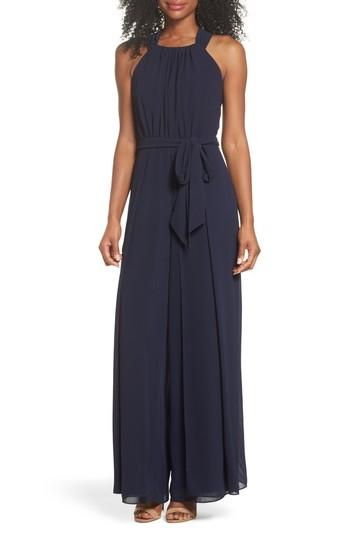 Women's Vince Camuto Halter Wide Leg Chiffon Jumpsuit - Blue