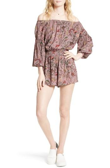 Women's Free People Pretty & Free Off The Shoulder Romper - Purple
