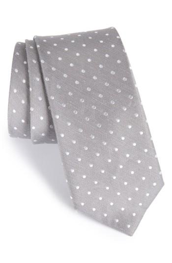 Men's The Tie Bar Dotted Dots Silk & Linen Tie, Size - Grey