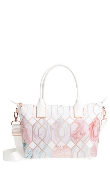 Ted Baker London Shelbee Sea Of Clouds Small Nylon Tote - White