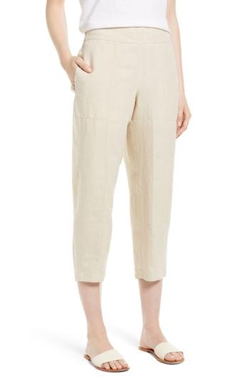 Women's Eileen Fisher Organic Linen Crop Pants, Size - Beige
