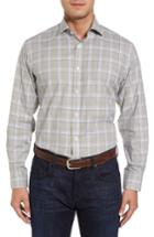 Men's Thomas Dean Diamond Regular Fit Dobby Check Sport Shirt - Green