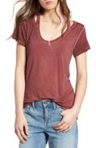 Women's Treasure & Bond Oil Wash Cutout Tee, Size - Brown