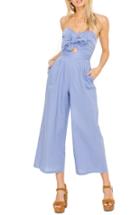 Women's Astr The Label Mara Strapless Cotton & Linen Jumpsuit - Blue
