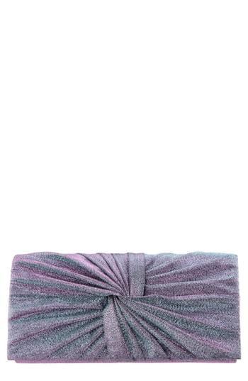 Nina Metallic Knot Clutch - Blue