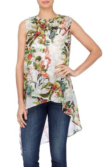 Women's Catherine Catherine Malandrino Livy Print High/low Tunic Blouse - Green