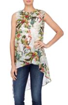 Women's Catherine Catherine Malandrino Livy Print High/low Tunic Blouse - Green