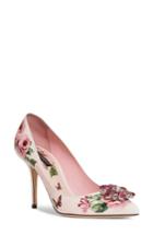 Women's Dolce & Gabbana Embellished Rose Print Pump Us / 35eu - White