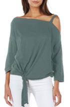 Women's Michael Stars Knot Front Top, Size - Green