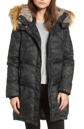 Women's Vince Camuto Down & Feather Fill Parka With Faux Fur Trims - Green