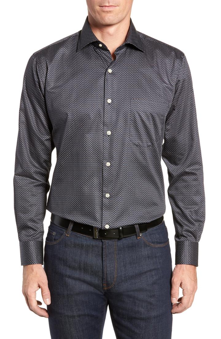 Men's Peter Millar Raise Your Glasses Print Sport Shirt - Blue