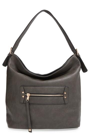 Sole Society 'karine' Slouchy Faux Leather Hobo - Grey