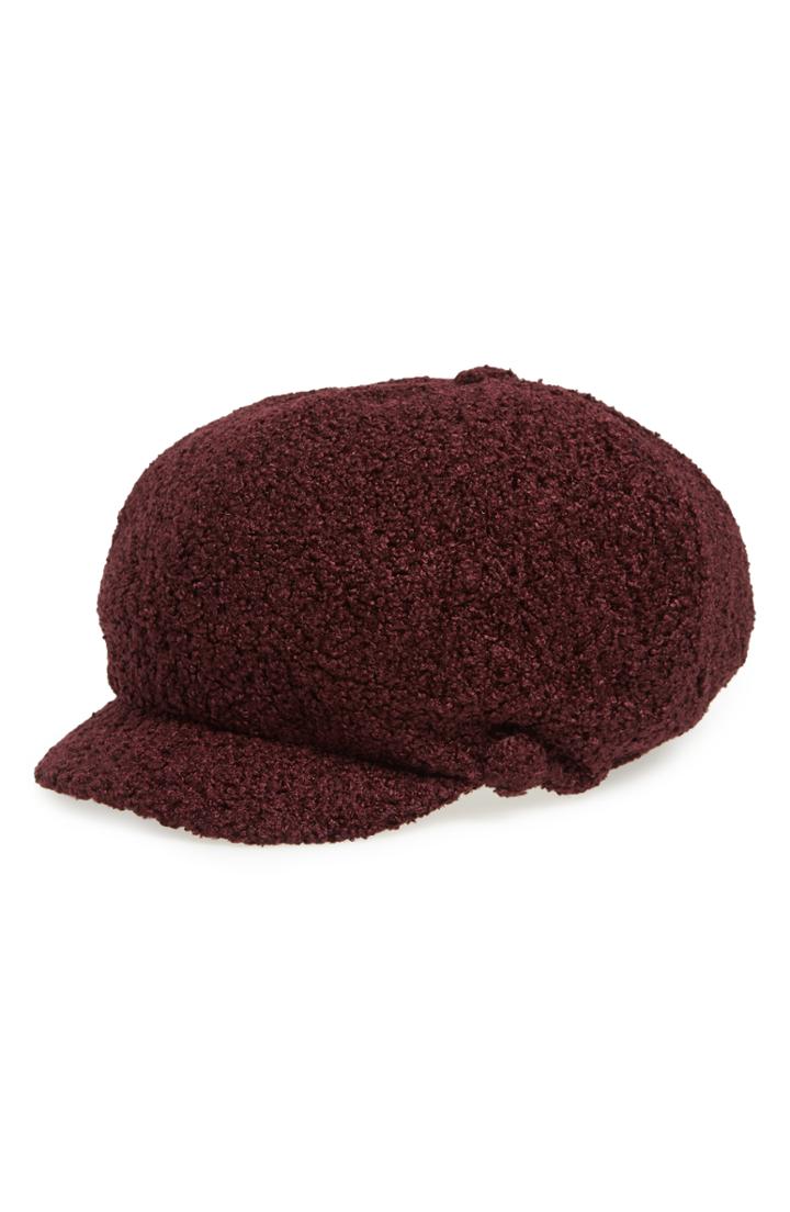 Women's David & Young Fleece Baker Boy Cap - Burgundy