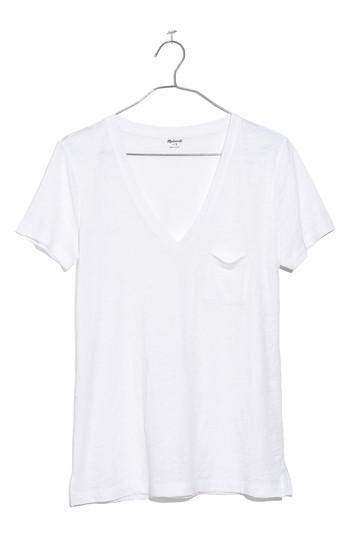 Women's Madewell Whisper Cotton V-neck Pocket Tee, Size - Yellow