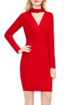 Women's Vince Camuto Mock Choker Neck Faux Wrap Dress, Size - Red