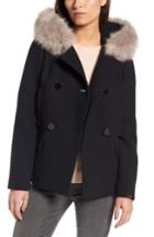 Women's Kate Spade New York Faux Fur Trim Hooded Peacoat