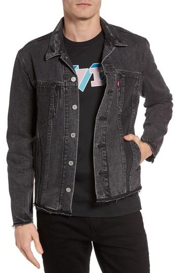 Men's Levi's Altered Distressed Denim Trucker Jacket, Size - Black