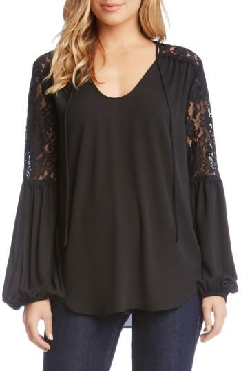 Women's Karen Kane Lace & Crepe Top
