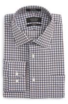 Men's Nordstrom Men's Shop Trim Fit Non-iron Check Dress Shirt .5 32/33 - Brown