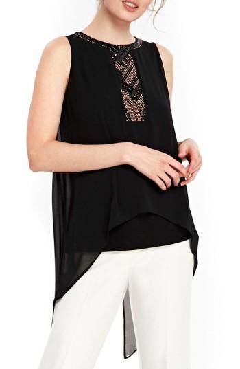 Women's Wallis Embellished Overlay Top - Black