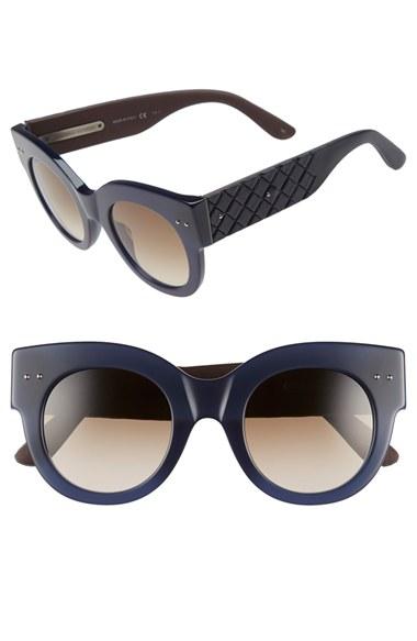 Women's Bottega Veneta 48mm Sunglasses - Blue/ Blue/ Brown