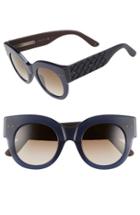 Women's Bottega Veneta 48mm Sunglasses - Blue/ Blue/ Brown