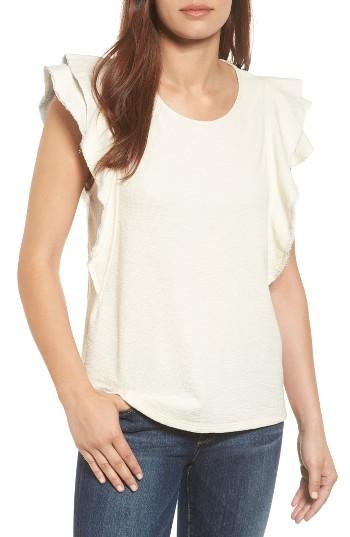 Women's Caslon Ruffle Sleeve French Terry Tee - Ivory
