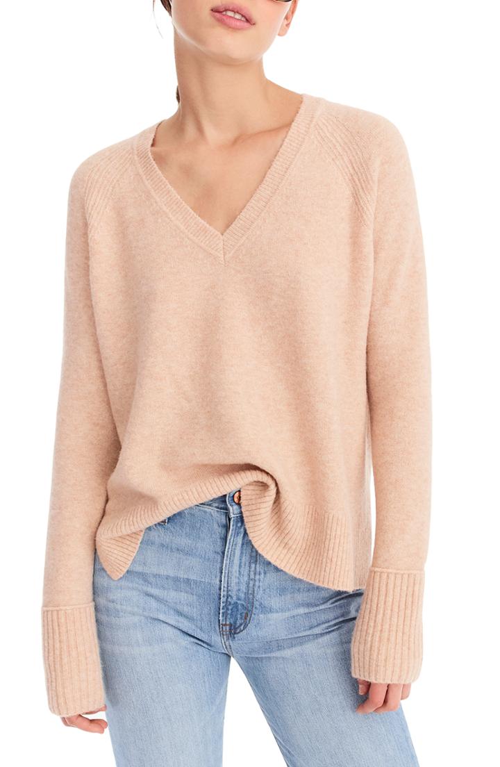 Women's J.crew Supersoft Yarn V-neck Sweater - Brown