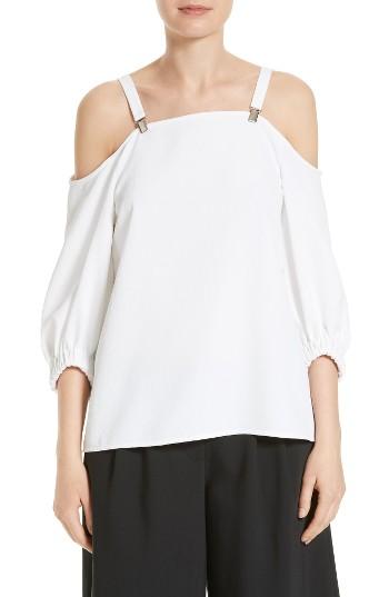 Women's Tibi Drape Twill Off The Shoulder Top - White