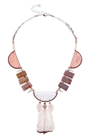 Women's Nakamol Design Brass, Agate & Quartz Collar Necklace